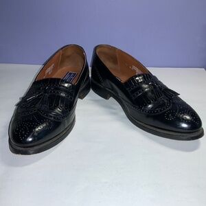 Bostonian Black Leather Tassel Kilt Wingtip loafers Size 11 D/B style 26271